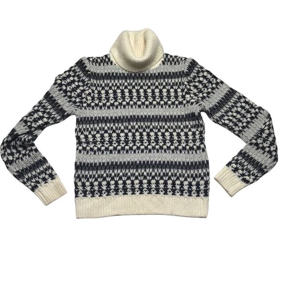 Loft Wool Alpaca Blend Woven Mixed Stitch Turtleneck Sweater Sz S NWT - Picture 5 of 10